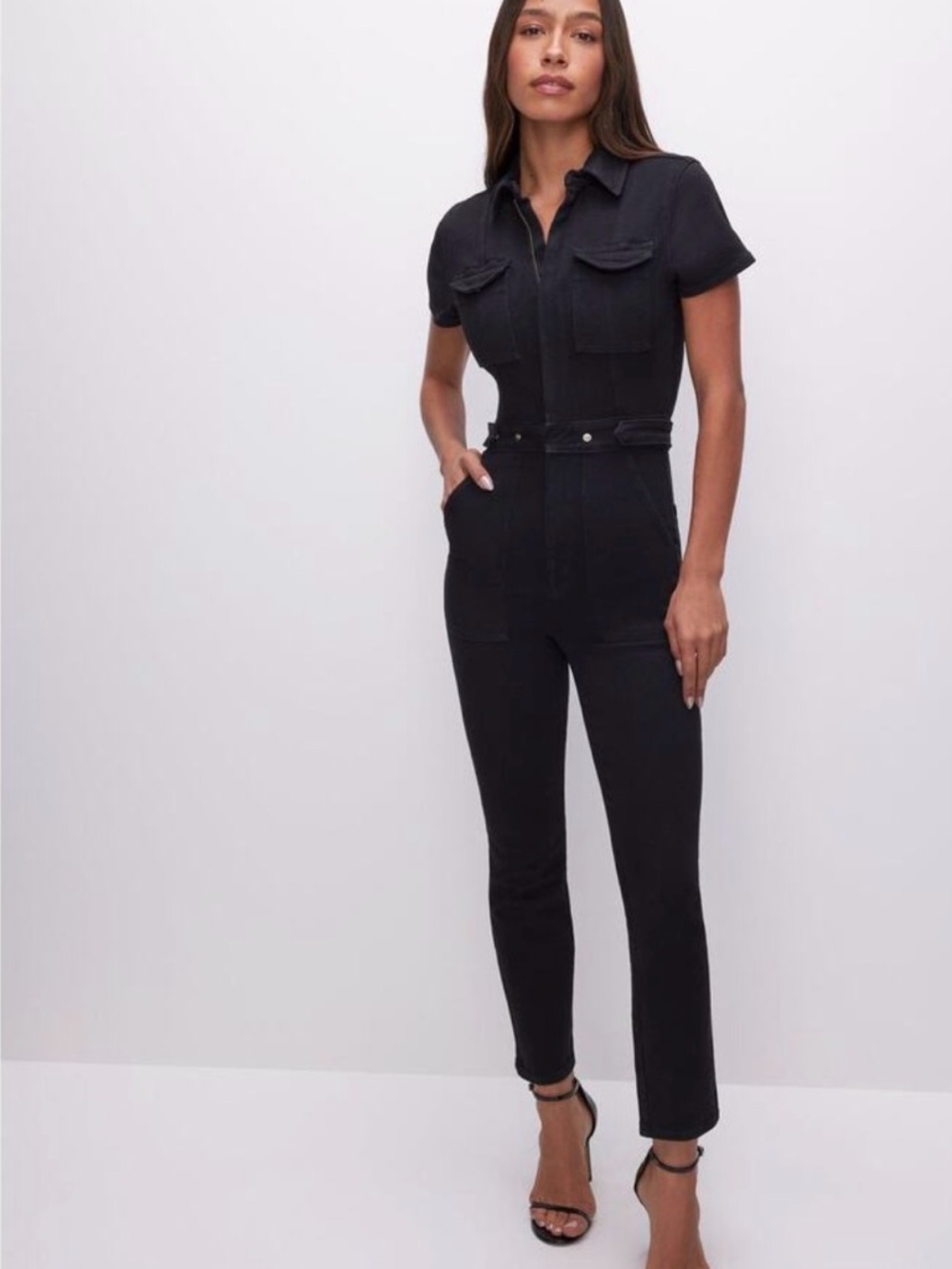 Good American Black Ankle Zip Jumpsuit